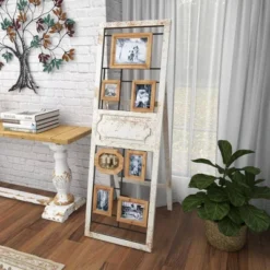 Wood 6 Slot Wall Photo Frame With Floor Stand Brown - Olivia & May -Decoro Shop GUEST b540e4d7 9fd9 4e38 b76b 251ffd7c0f50