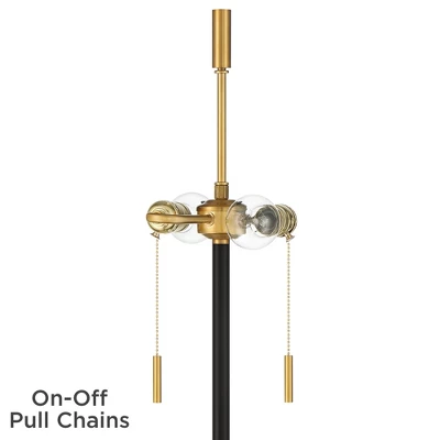 Possini Euro Design Roxie Modern Floor Lamp With Riser 65 1/2" Tall Brass Black Metal Sheer Linen Double Drum Shade For Living Room Bedroom Office 3 Possini Euro Design Roxie Modern Floor Lamp With Riser 65 1/2" Tall Brass Black Metal Sheer Linen Double Drum Shade For Living Room Bedroom Office - Image 3