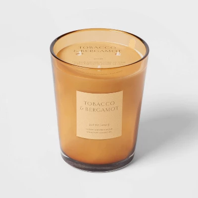 Colored Vase Glass With Dustcover Tobacco And Bergamot Candle Yellow - Threshold™ 5 Colored Vase Glass With Dustcover Tobacco And Bergamot Candle Yellow - Threshold™ - Image 5