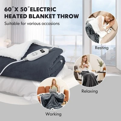 Tangkula 50" X 60" Heated Electric Reversible Fleece Blanket Blanket Throw W/ 10 Heat Levels, 9 Hours Auto Shut-Off, Overheat Protection Gray 9 Tangkula 50" X 60" Heated Electric Reversible Fleece Blanket Blanket Throw W/ 10 Heat Levels, 9 Hours Auto Shut-Off, Overheat Protection Gray - Image 9