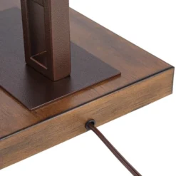 Franklin Iron Works Rustic Farmhouse Arc Floor Lamp With USB Port 60" Tall Bronze Downbridge Faux Leather Empire Shade For Living Room Reading Bedroom -Decoro Shop GUEST bd427d4b aa45 408b b344 b6eabc36e0dc