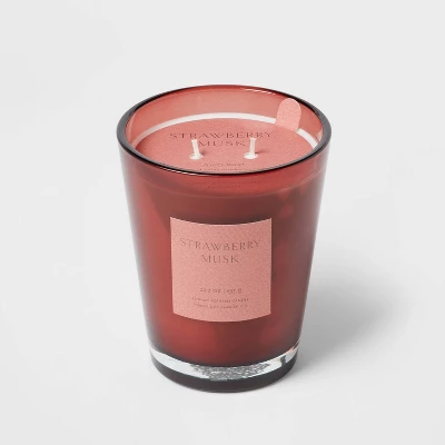 Colored Vase Glass With Dustcover Strawberry Musk Candle Red - Threshold™ 7 Colored Vase Glass With Dustcover Strawberry Musk Candle Red - Threshold™ - Image 7