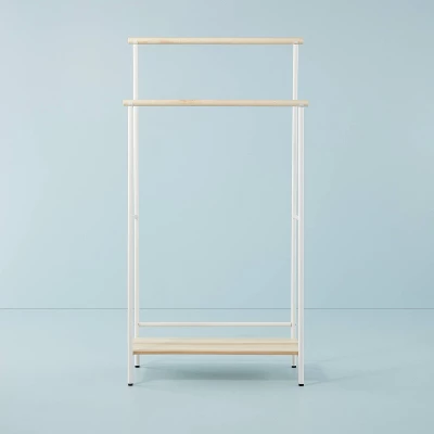 Two-Tier Metal & Wood Garment Rack Cream/Beige - Hearth & Hand™ With Magnolia 2 Two-Tier Metal & Wood Garment Rack Cream/Beige - Hearth & Hand™ With Magnolia - Image 2