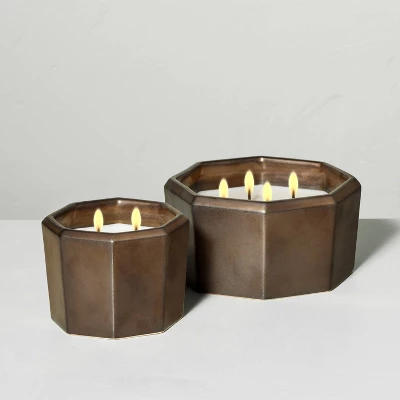 Octagonal Ceramic Salted Honey Fall Jar Candle Metallic Bronze - Hearth & Hand™ With Magnolia 3 Octagonal Ceramic Salted Honey Fall Jar Candle Metallic Bronze - Hearth & Hand™ With Magnolia - Image 3