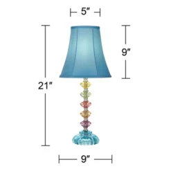 360 Lighting Bohemian Country Cottage Accent Table Lamp 21" High Teal Blue Stacked Glass For Bedroom Living Room Bedside Nightstand Office Kids Family -Decoro Shop GUEST c38a1f2e 9786 4a38 8aaa 6c8d4a783bd5