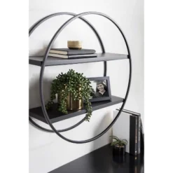 24" Diameter Sequoia Wood And Metal Round Wall Shelf - Kate & Laurel All Things Decor 17 24" Diameter Sequoia Wood And Metal Round Wall Shelf - Kate & Laurel All Things Decor -Decoro Shop GUEST cc613431 6923 43ea a079 ebd88d240768