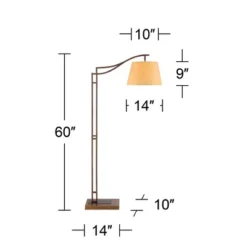 Franklin Iron Works Tahoe Rustic Industrial Downbridge Arc Floor Lamp 60" Tall Bronze Metal Faux Leather Empire Shade For Living Room Reading Bedroom -Decoro Shop GUEST cdcb0041 14d4 4985 b75a b2028eeb3b00