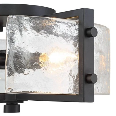 Possini Euro Design Adri Modern Ceiling Light Flush Mount Fixture Black 16 1/2" Wide Black 4-Light Textured Glass For Bedroom Kitchen Living Room Home 2 Possini Euro Design Adri Modern Ceiling Light Flush Mount Fixture Black 16 1/2" Wide Black 4-Light Textured Glass For Bedroom Kitchen Living Room Home - Image 2