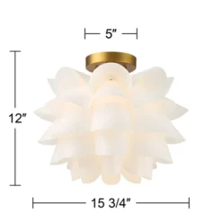 Possini Euro Design Modern Ceiling Light Semi Flush Mount Fixture White Flower Gold Metal 15 3/4" Wide Living Room Bedroom Kitchen 11 Possini Euro Design Modern Ceiling Light Semi Flush Mount Fixture White Flower Gold Metal 15 3/4" Wide Living Room Bedroom Kitchen -Decoro Shop GUEST d4dfbf46 d749 4ed9 ad97 3bda7c01cd2a