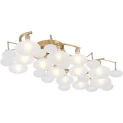 Possini Euro Design Lilypad Modern Ceiling Light Semi Flush Mount Fixture 30 1/4" Wide Warm Brass 12-Light Frosted Glass Shade For Bedroom Living Room -Decoro Shop GUEST dec42141 80e6 4416 977e 08a265036989