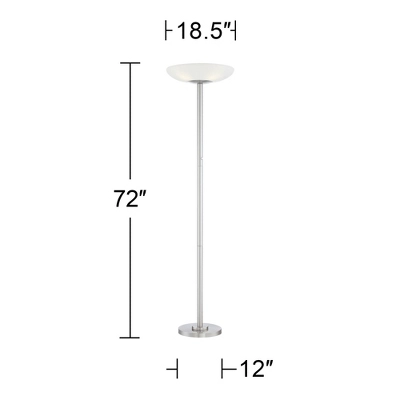 Possini Euro Design Meridian Light Blaster Modern Torchiere Floor Lamp 72" Tall Brushed Nickel LED Frosted Glass Shade For Living Room Bedroom Office 5 Possini Euro Design Meridian Light Blaster Modern Torchiere Floor Lamp 72" Tall Brushed Nickel LED Frosted Glass Shade For Living Room Bedroom Office - Image 5