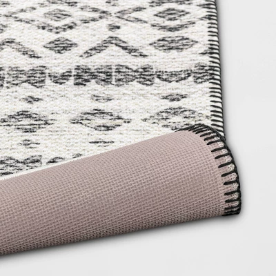 Diamond Printed Accent Aztec Rug Black - Opalhouse™ 3 Diamond Printed Accent Aztec Rug Black - Opalhouse™ - Image 3