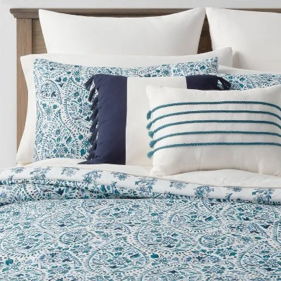 12pc Reversible Paisley Print Comforter & Sheets Set Blue/Dark Teal Blue - Threshold™ 11 12pc Reversible Paisley Print Comforter & Sheets Set Blue/Dark Teal Blue - Threshold™ - Image 11