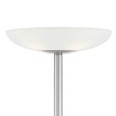 Possini Euro Design Meridian Light Blaster Modern Torchiere Floor Lamp 72" Tall Brushed Nickel LED Frosted Glass Shade For Living Room Bedroom Office 2 Possini Euro Design Meridian Light Blaster Modern Torchiere Floor Lamp 72" Tall Brushed Nickel LED Frosted Glass Shade For Living Room Bedroom Office - Image 2