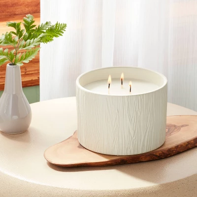 Textured Straight Side Ceramic Warm Cider & Cinnamon Candle White - Threshold™ 1 Textured Straight Side Ceramic Warm Cider & Cinnamon Candle White - Threshold™
