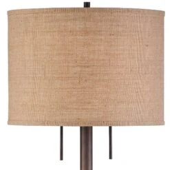 Possini Euro Design Garth Modern Floor Lamp Standing 63 1/2" Tall Oil Rubbed Bronze Burlap Fabric Drum Shade For Living Room Bedroom Office House Home -Decoro Shop GUEST eb1d5f9f 3c53 4a30 8ea3 da94abf22b1f