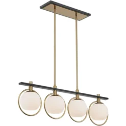 Possini Euro Design Carlyn Brass Black Linear Island Pendant Chandelier 33" Wide Modern White Glass Shade 4-Light LED Fixture For Dining Room Kitchen 12 Possini Euro Design Carlyn Brass Black Linear Island Pendant Chandelier 33" Wide Modern White Glass Shade 4-Light LED Fixture For Dining Room Kitchen -Decoro Shop GUEST f51208d1 1570 43e8 b074 e7299aff1864