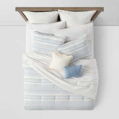 8pc Clipped Jacquard Stripe Comforter Bedding Set - Threshold™ 2 8pc Clipped Jacquard Stripe Comforter Bedding Set - Threshold™ - Image 2