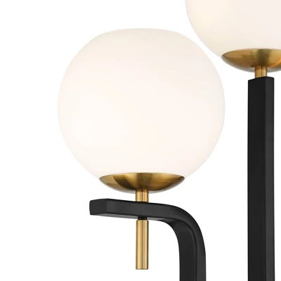 Possini Euro Design Acadia Modern Floor Lamp 71" Tall Black Warm Gold Metal 3 Light Frosted White Glass Globe Shade For Living Room Bedroom Office 2 Possini Euro Design Acadia Modern Floor Lamp 71" Tall Black Warm Gold Metal 3 Light Frosted White Glass Globe Shade For Living Room Bedroom Office - Image 2