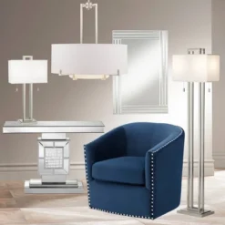 Possini Euro Design Modern Floor Lamp 62" Tall Brushed Nickel Openwork Rectangular Profile Off White Fabric Shade For Living Room Reading -Decoro Shop GUEST fe25067f a19c 4e1c 829e 5d26bb3dff2f